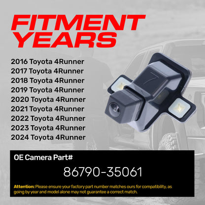 Master Tailgaters OEM backup camera for Toyota 4Runner (2016-2024), OE Part 86790-35061 on Tampa Home & Garden Store
