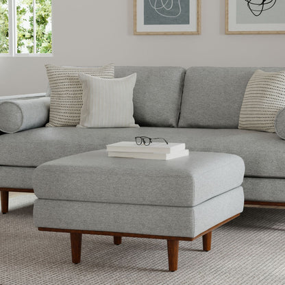 Morrison Handcrafted Ottoman gray upholstered bench with wood legs HouseOfZazla on Tampa Home & Garden Store