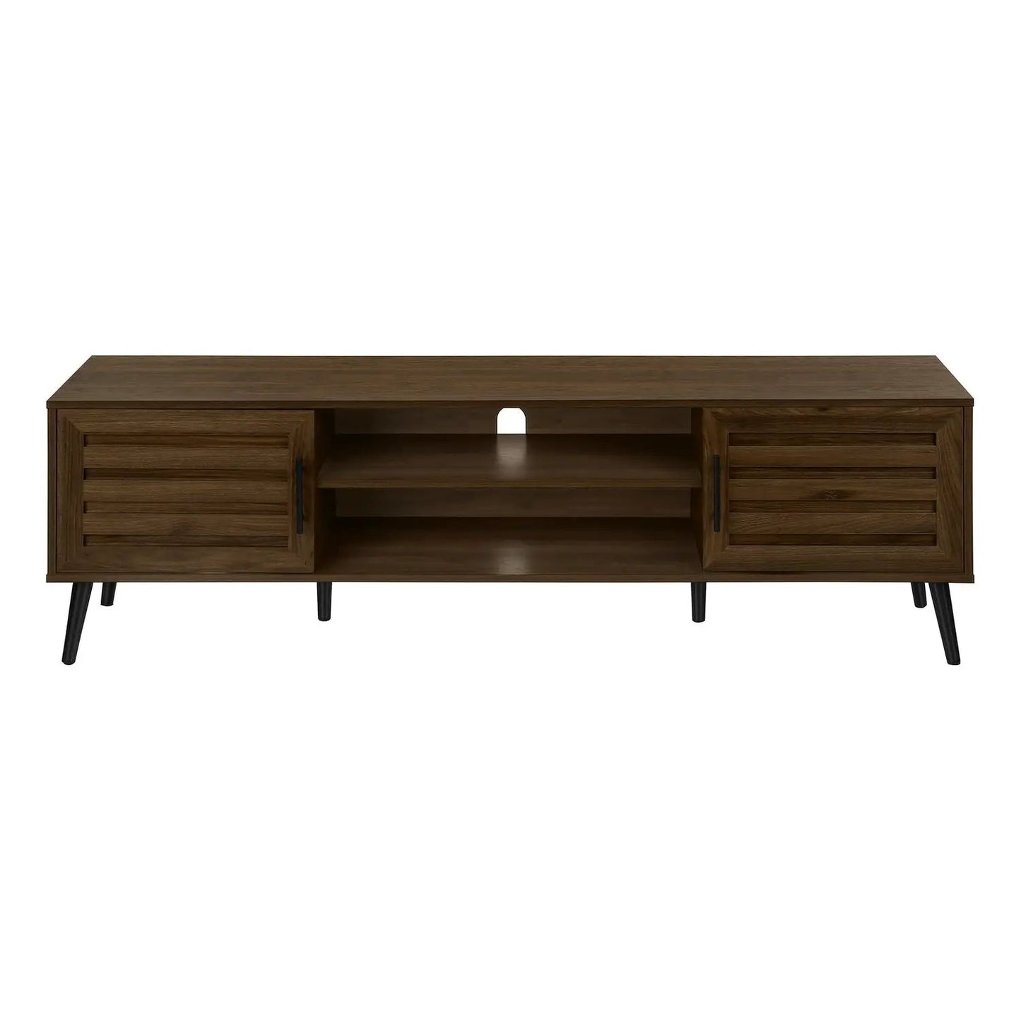 TV stand in dark walnut wood with slatted doors and center shelf by Unique Piece Furniture on Tampa Home & Garden Store