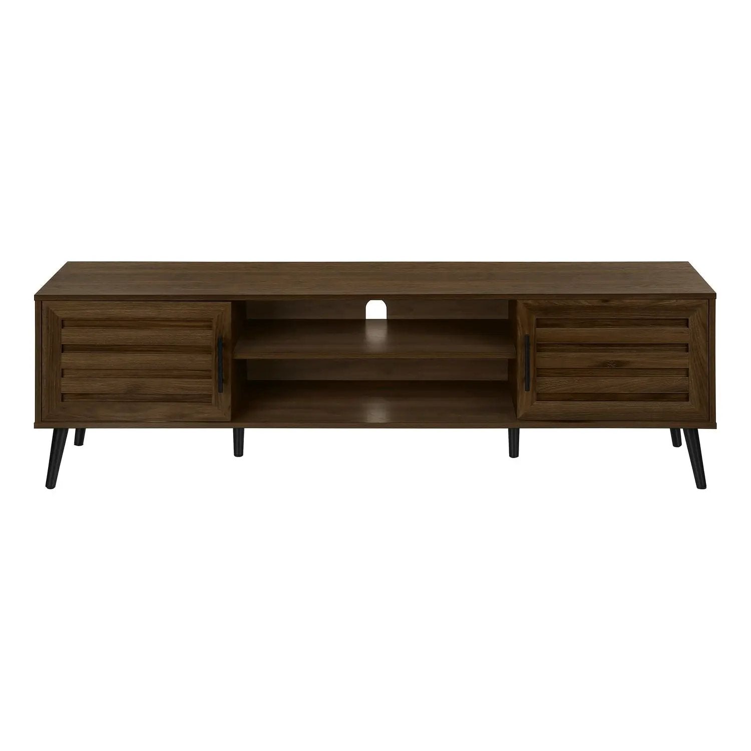 TV stand in dark walnut wood with slatted doors and center shelf by Unique Piece Furniture on Tampa Home & Garden Store