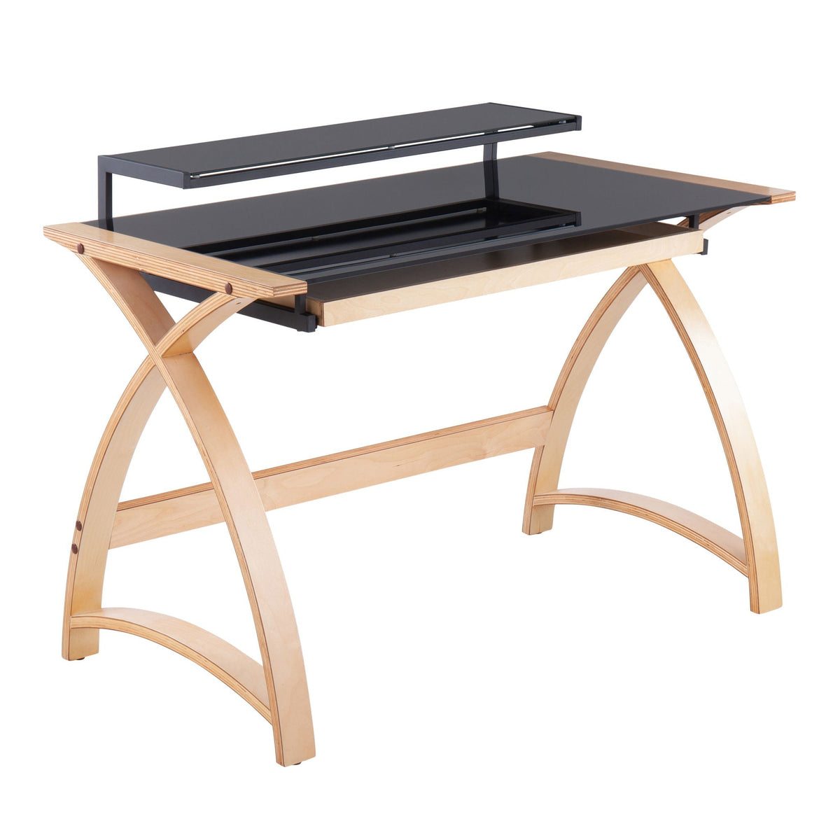 Mid-Century Modern Lift Top Desk with Hutch Natural/Black by HouseOfZazla on Tampa Home & Garden Store