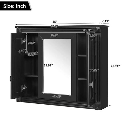 Wall Mounted Cabinet with Mirror and Shelves