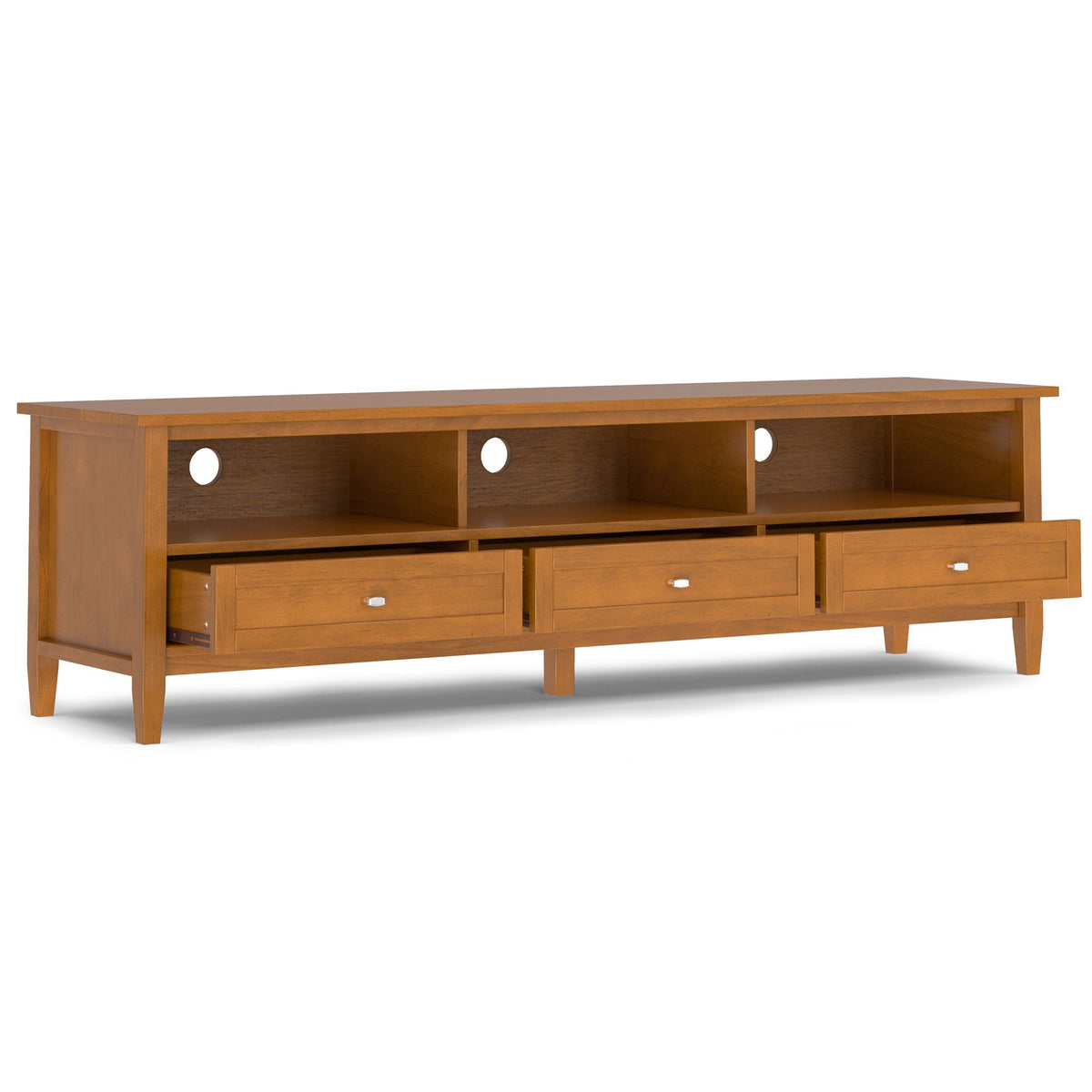 Shaker TV Stand and Solid Wood Media Console in warm oak with open cubbies HouseOfZazla on Tampa Home & Garden Store