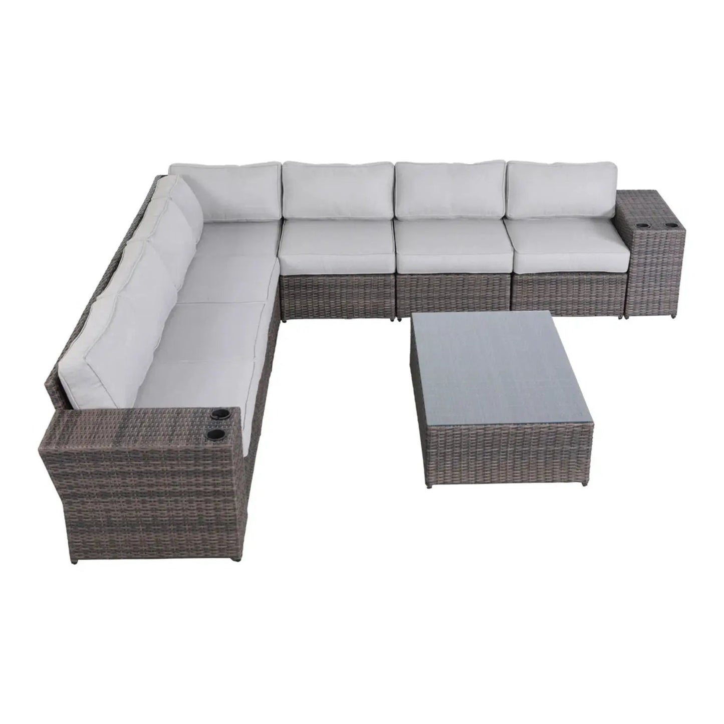 Outdoor Wicker Sectional with Weather Cushions
