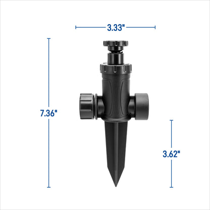 Orbit adjustable pattern spot sprinkler on spike hose-end, model 29807, knurled top dial on Tampa Home & Garden Store