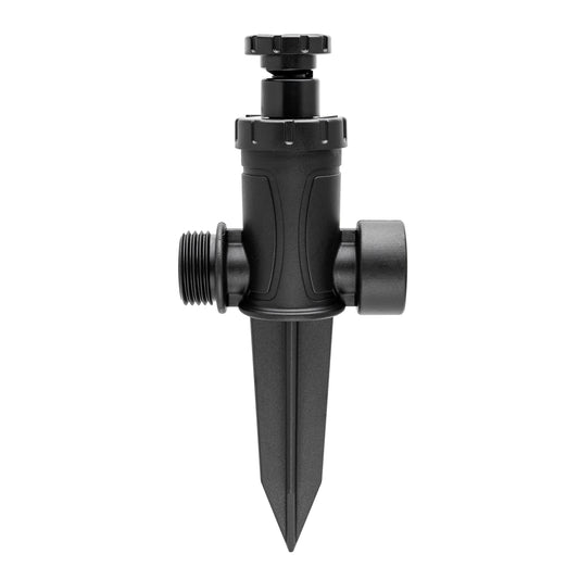 Adjustable pattern sprinkler on spike by Orbit Irrigation, black hose-end sprinkler 29807 on Tampa Home & Garden Store