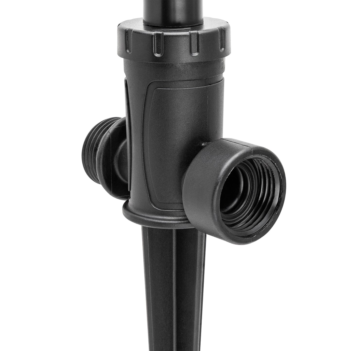 Orbit Irrigation adjustable pattern sprinkler on spike, black plastic hose end sprinkler head on Tampa Home & Garden Store