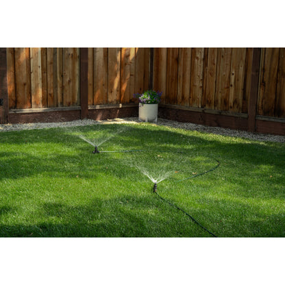 Orbit Irrigation adjustable pattern spot sprinkler on spike hose-end kit 29808 watering lawn on Tampa Home & Garden Store