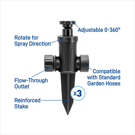 Orbit Irrigation adjustable pattern spot sprinkler on spike kit 29808 hose end head black on Tampa Home & Garden Store