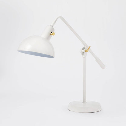 Cantilever task table lamp white metal with adjustable arm dome shade includes LED bulb on Tampa Home & Garden Store