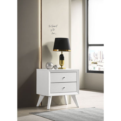 White nightstand with wave-texture drawers and angled legs by HouseOfZazla on Tampa Home & Garden Store