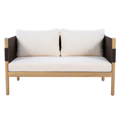 Acacia Loveseat With Diamond Rope And Cushions