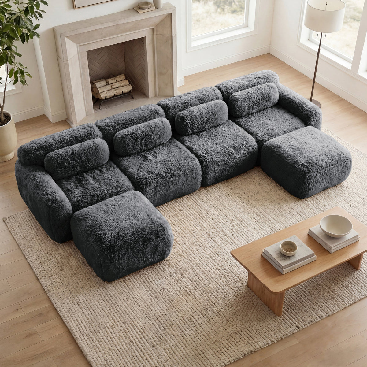 Plush U Shaped Boneless Sofa For a Quiet Retreat