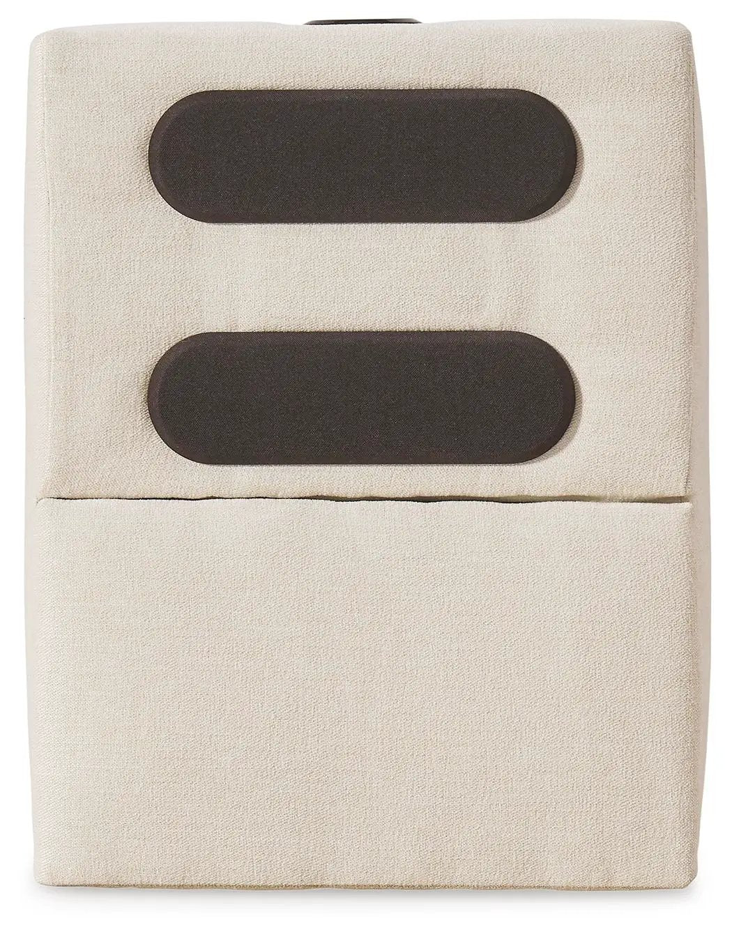 Modmax Oyster Stationary Sectional in beige textured fabric with dark brown oval accents on Tampa Home & Garden Store
