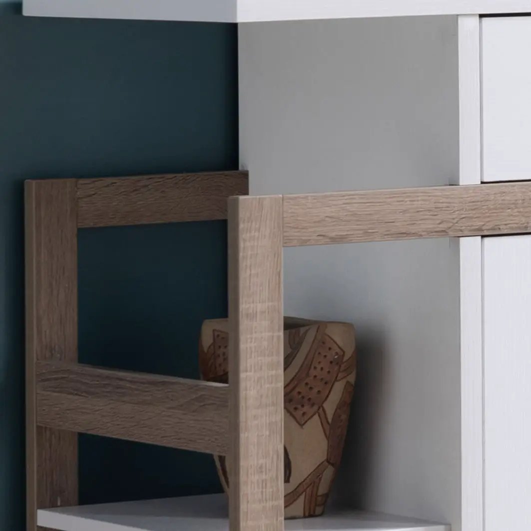 Modernize Kitchen Buffet Organizing Cabinet with 4 shelves in white and dark taupe on Tampa Home & Garden Store