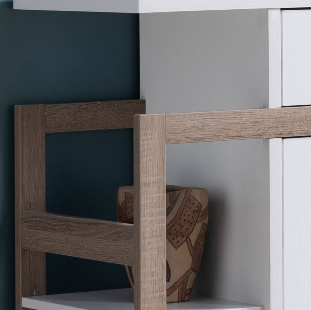 Modern White and Taupe Kitchen Buffet Cabinet