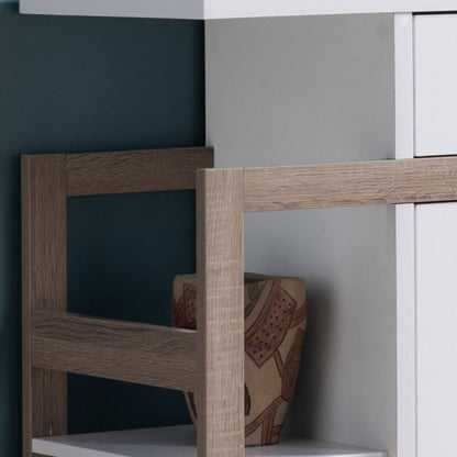 Modern White and Taupe Kitchen Buffet Cabinet