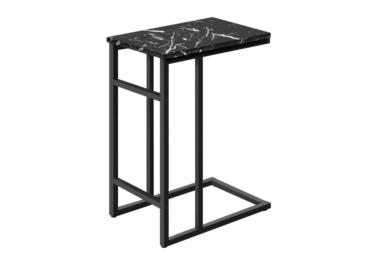 Black C-shaped marble-top accent table with metal frame on Tampa Home & Garden Store