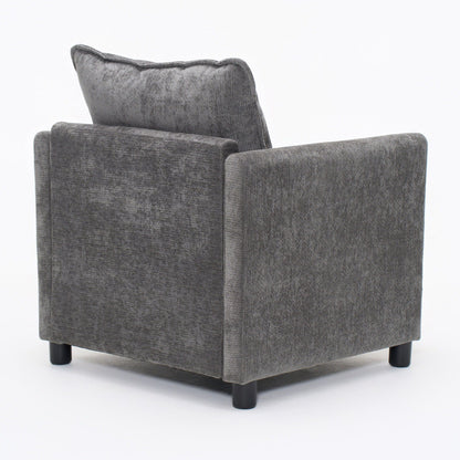 Modern Reading Armchair in grey textured upholstery with black legs by HouseOfZazla on Tampa Home & Garden Store