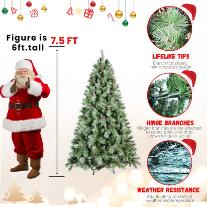 8 ft full-bodied pre-decorated pinecone Christmas tree by HouseOfZazla with hinged branches on Tampa Home & Garden Store