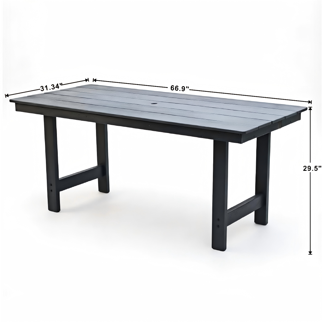 HDPE Outdoor Patio Table by HouseOfZazla in dark gray, 66.9in L x 31.34in W x 29.5in H on Tampa Home & Garden Store