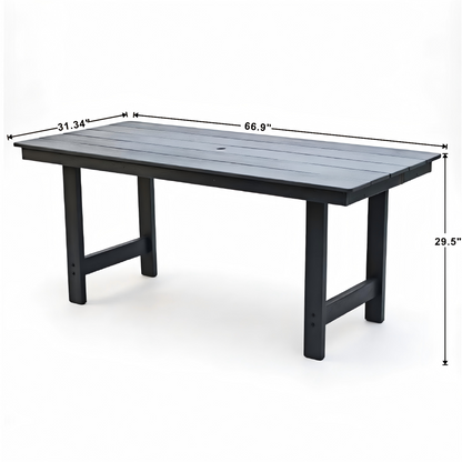 HDPE Outdoor Patio Table by HouseOfZazla in dark gray, 66.9in L x 31.34in W x 29.5in H on Tampa Home & Garden Store