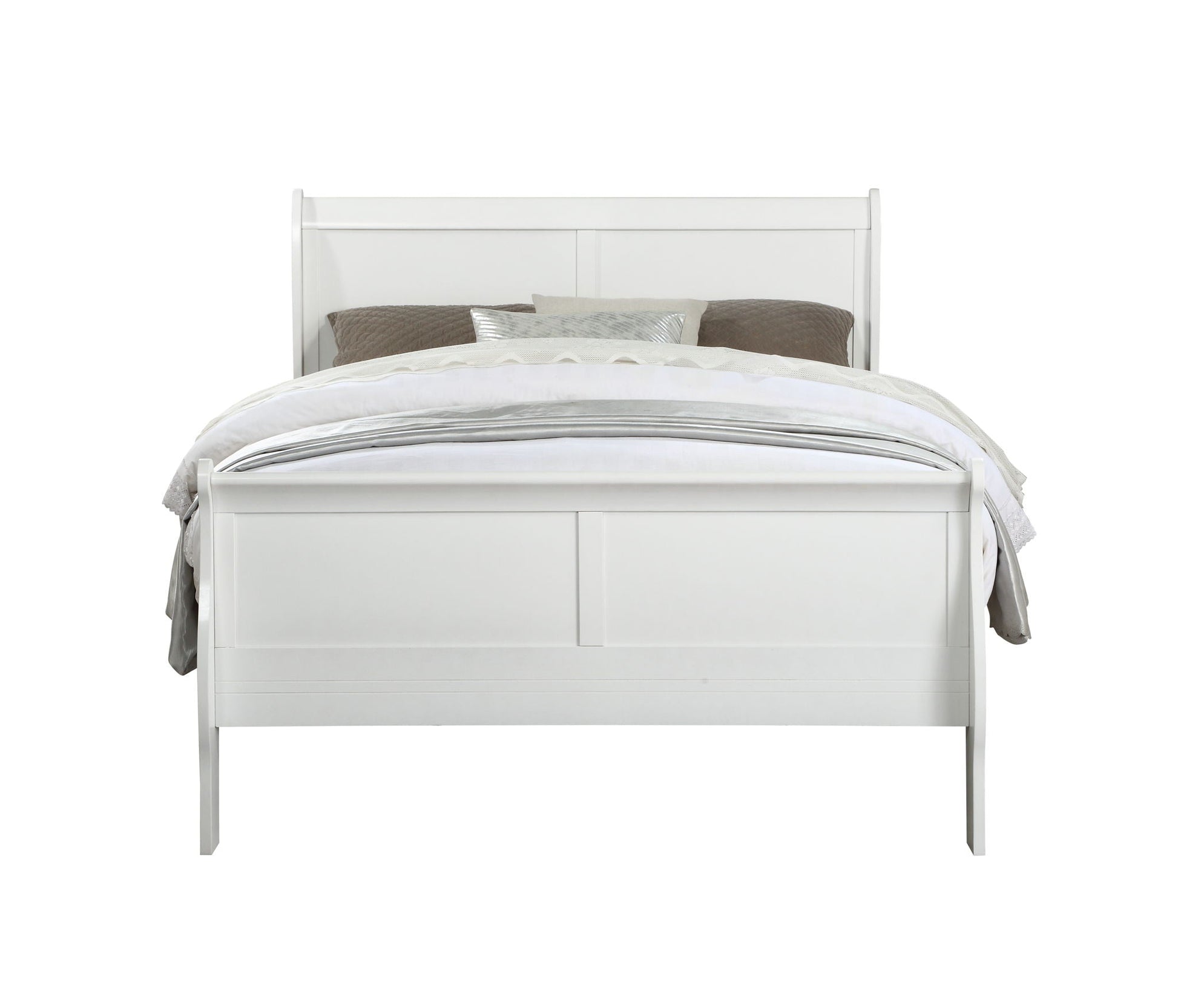 Louis Philippe Sleigh Style Bed white wood frame with paneled headboard by HouseOfZazla on Tampa Home & Garden Store