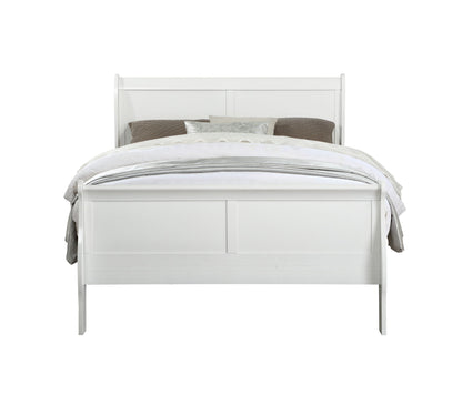 Louis Philippe Sleigh Style Bed white wood frame with paneled headboard by HouseOfZazla on Tampa Home & Garden Store