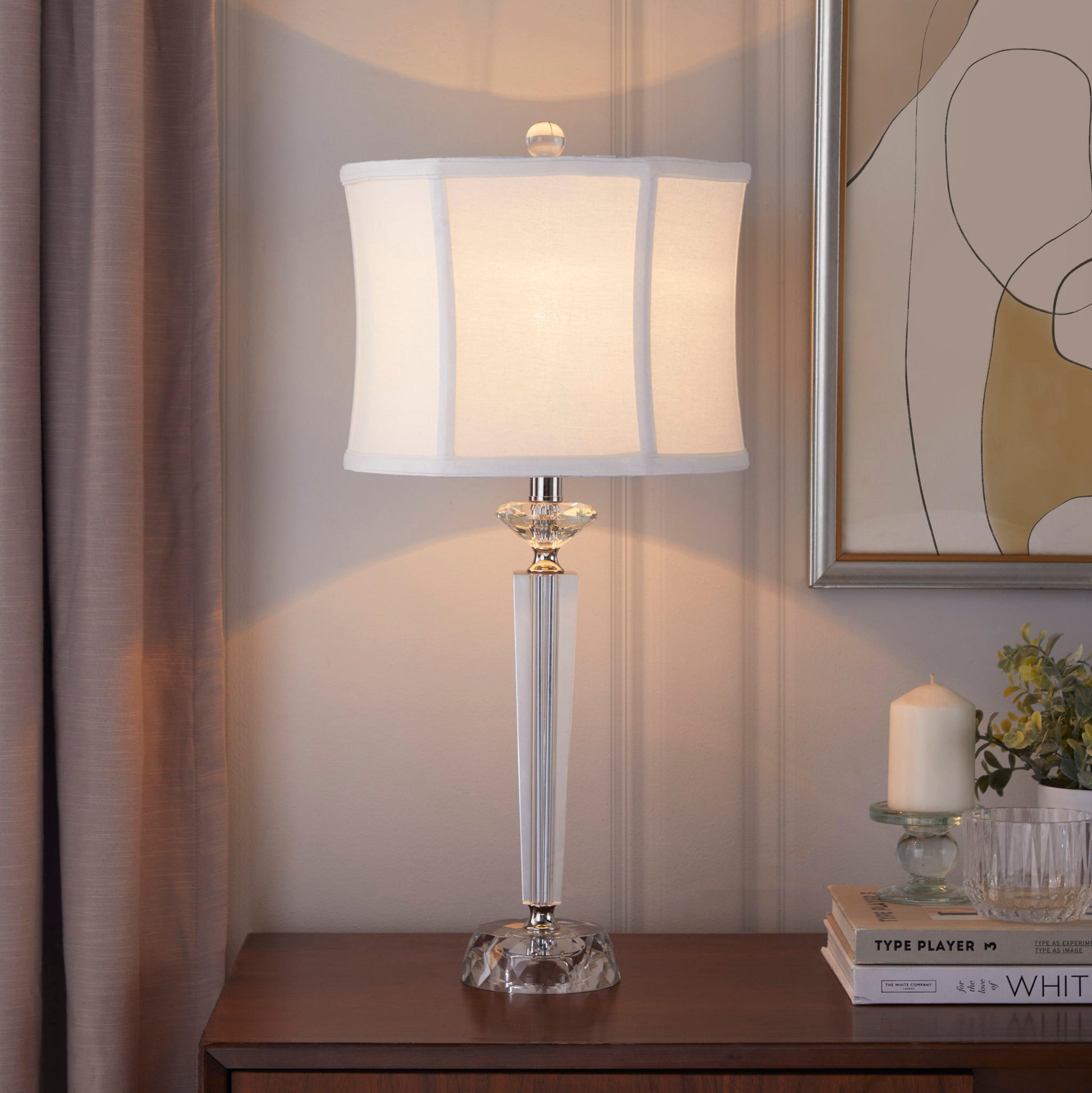 Lamp set Diamond Torch Crystal Table Lamp (2) with clear crystal accents, nickel base on Tampa Home & Garden Store