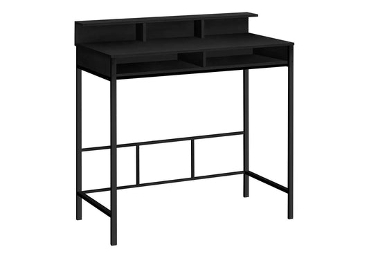 Computer desk standing with storage shelves, black metal frame, contemporary design on Tampa Home & Garden Store