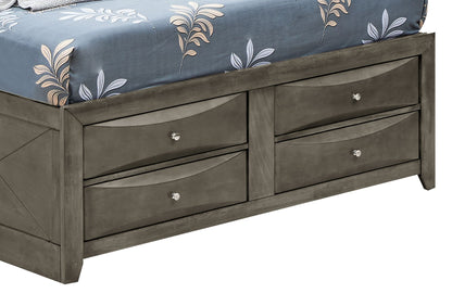 Modern Design Storage Bed dark gray wood with curved drawer fronts and metal knobs on Tampa Home & Garden Store