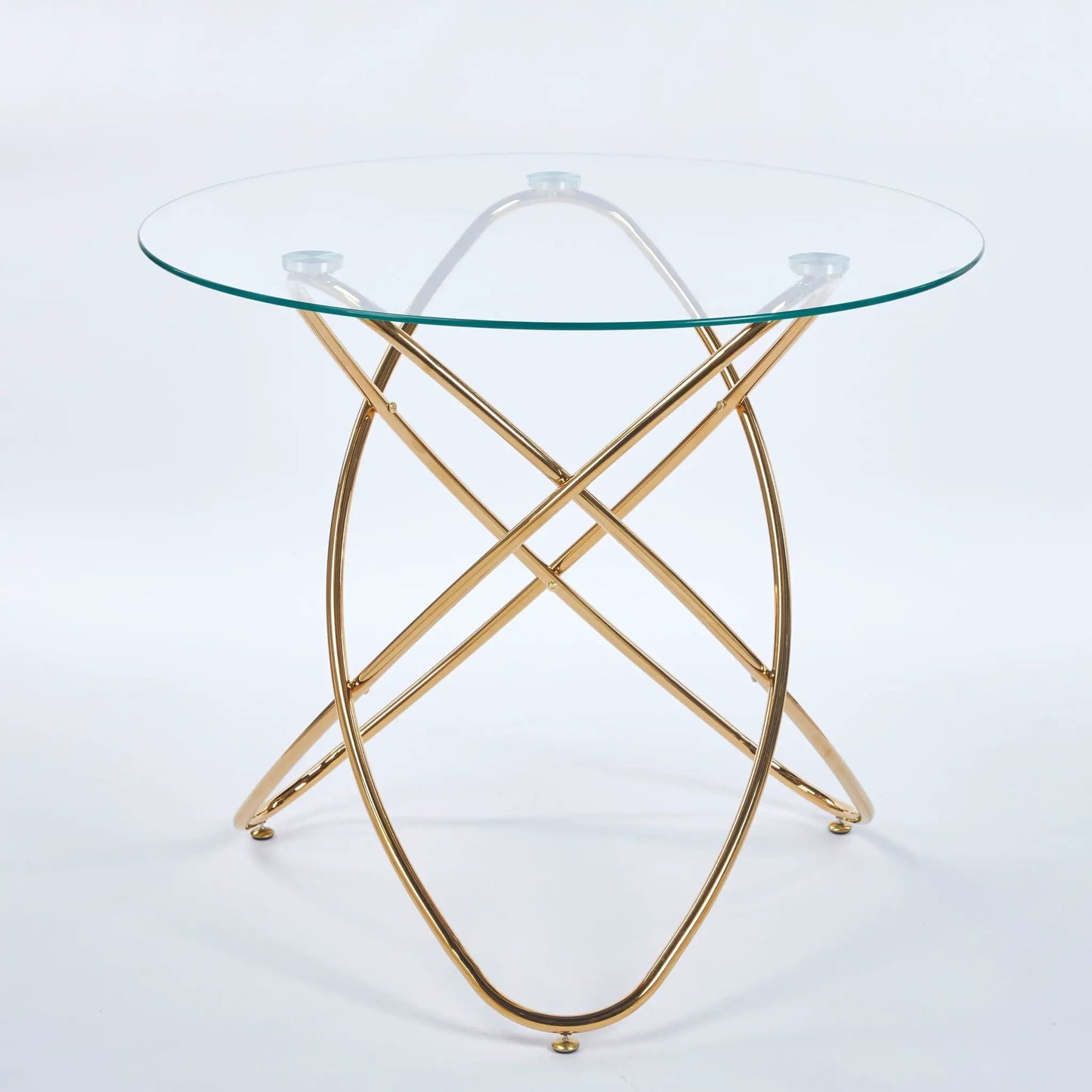 Metal Leg Dining Table with Tempered Glass Top