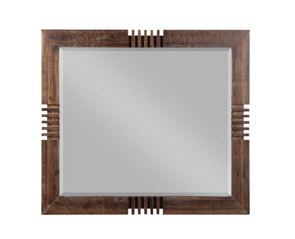 Reclaimed Oak Mirror with Beveled Glass by HouseOfZazla, rustic oak frame with decorative slat accents on Tampa Home & Garden Store