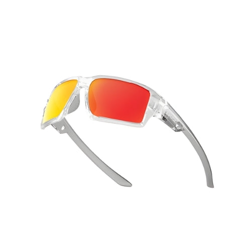 Kapvoe polarized sunglasses clear frame with red-orange/yellow mirrored lenses BikerZoneZ UV400 on Tampa Home & Garden Store