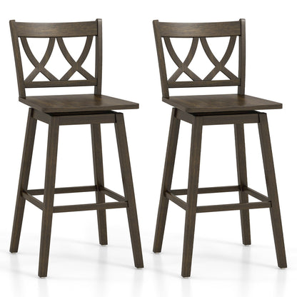 24/29 Inch Bar Stool Set of 2 Wooden Bar Chairs with Rubber Wood Frame-24 inches