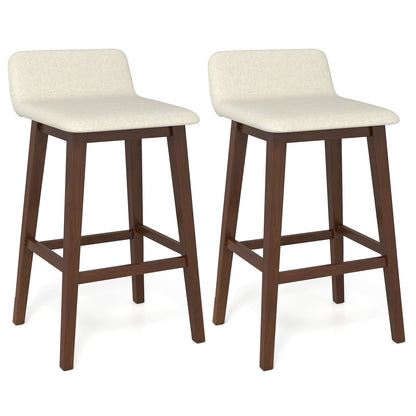 29 Inch Low-Back High-Top Chairs with Padded Seat and Rubber Wood Legs