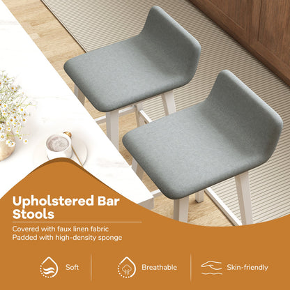 29 Inch Low-Back High-Top Chairs with Padded Seat and Rubber Wood Legs
