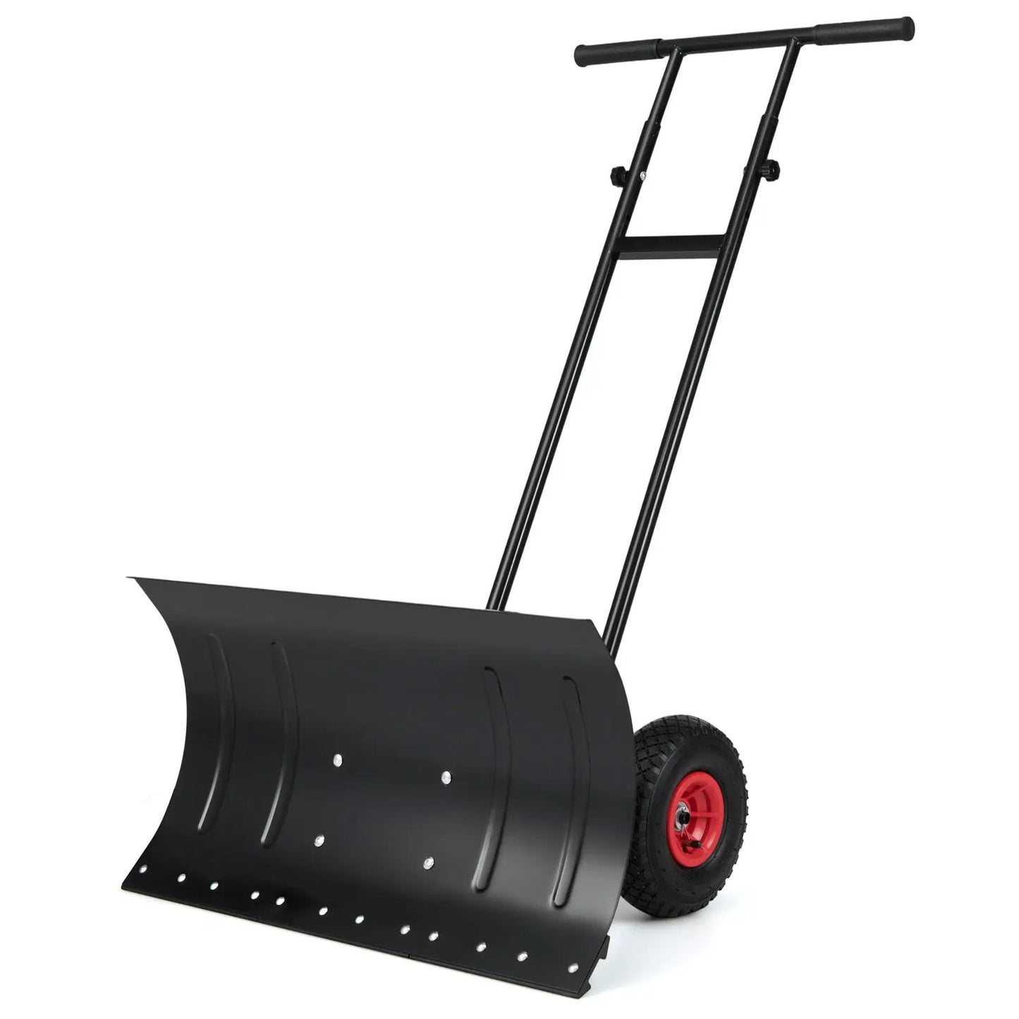 DirectDeals 29 Inch Snow Pusher with wheels, heavy duty black metal blade and adjustable handle on Tampa Home & Garden Store