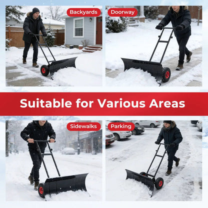 DirectDeals 29 Inch Snow Pusher with wheels and adjustable handle, black on Tampa Home & Garden Store