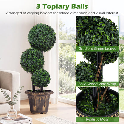29 Inches Boxwood Topiary Tree with Triple Balls