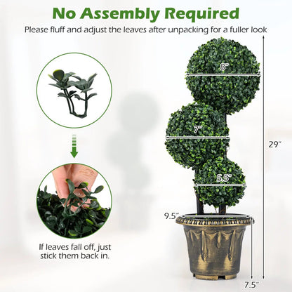 29 Inches Boxwood Topiary Tree with Triple Balls
