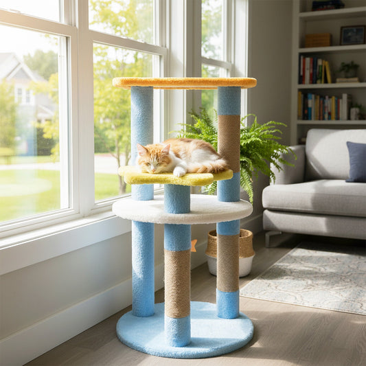 29 Inches Cute Modern Cat Tree with Star and Moon Shaped Platforms - Tampa Home & Garden Store