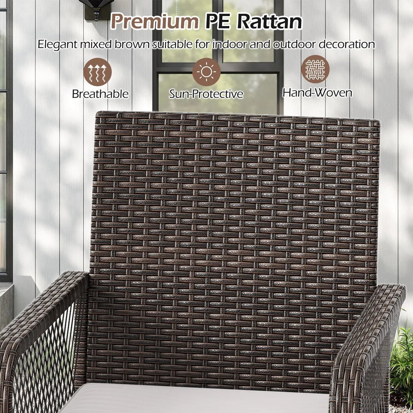 29in patio swivel bar stool with crosswoven armrests and white seat cushion DirectDeals on Tampa Home & Garden Store