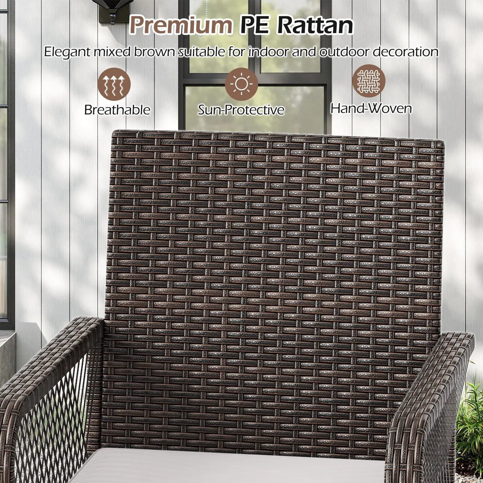 29in patio swivel bar stool with crosswoven armrests and white seat cushion DirectDeals on Tampa Home & Garden Store