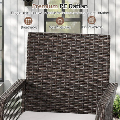 29in patio swivel bar stool with crosswoven armrests and white seat cushion DirectDeals on Tampa Home & Garden Store
