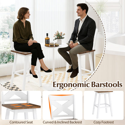 29" Rubberwood Swivel Barstools Set of 4 with Backrest and Large Seat - Tampa Home & Garden Store