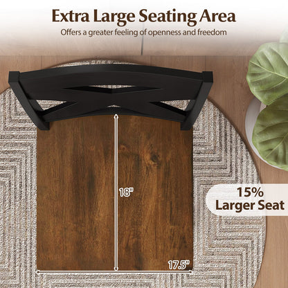29" Rubberwood Swivel Barstools Set of 2 with Backrest and Large Seat