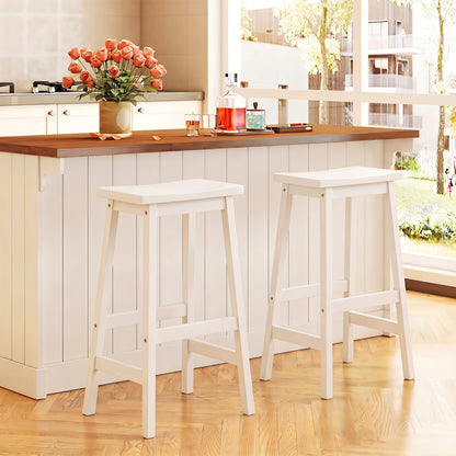 DirectDeals 29in saddle seat counter height bar stools, set of 2 with footrests, white on Tampa Home & Garden Store