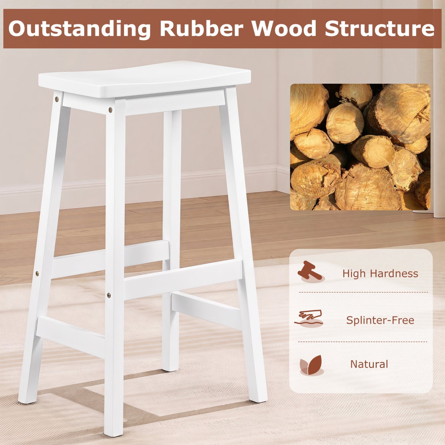 29in saddle-seat counter-height stools, white, set of 2 with footrests on Tampa Home & Garden Store