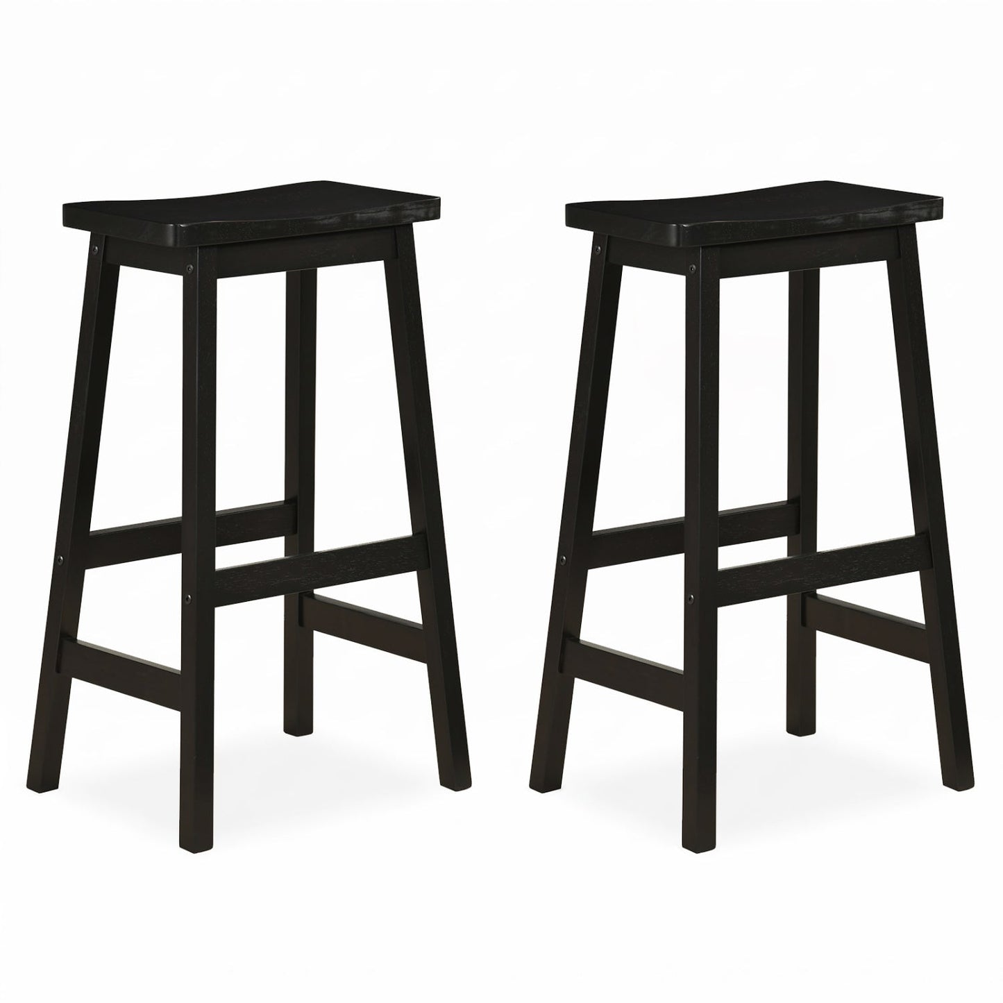 DirectDeals 29in saddle seat counter-height stools, black wood with footrests, set of 2 on Tampa Home & Garden Store